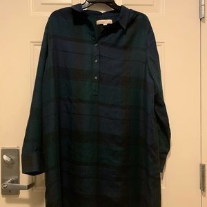 NWT Loft Shirt Dress XL Blue/Green plaid
